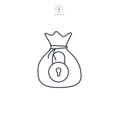 Money Bag with Lock. Ransom icon symbol vector illustration isolated on white background