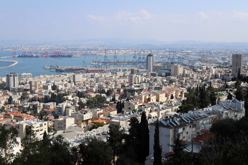Haifa Israel 30.12. 2022. Haifa is a port city on the Mediterranean coast in northern Israel.