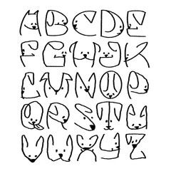 hand drawn doodle alphabet