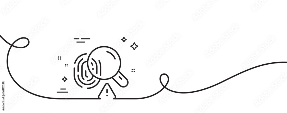 Poster fingerprint line icon. continuous one line with curl. finger print scan sign. biometric identity sym