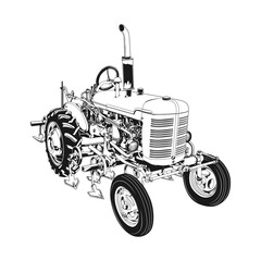 Fototapeta na wymiar tractor silhouette on white background vector image
