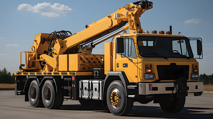 Fototapeta premium Truck Crane Power: Construction Equipment Lifting Heavy Loads