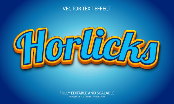 Horlicks 3d fully editable vector eps text effect design