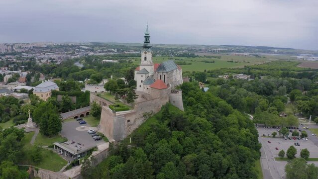 Aerial view of Nitra castle. The core of the castle is St. Emmeram's Cathedral. Slovakia