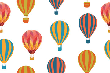 Seamless pattern with balloons. Flight in the sky and summer fun concept. Vector illustration