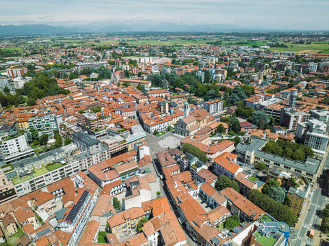 Aerial view of Saronno, a small town in Lombardy region, Varese, Italy.
