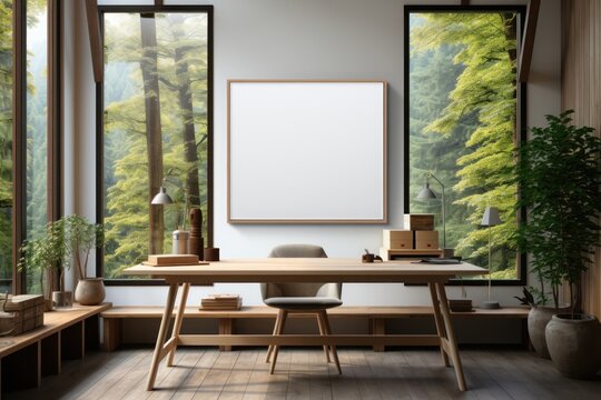 Blank canvas mock up modern office. Generative AI.