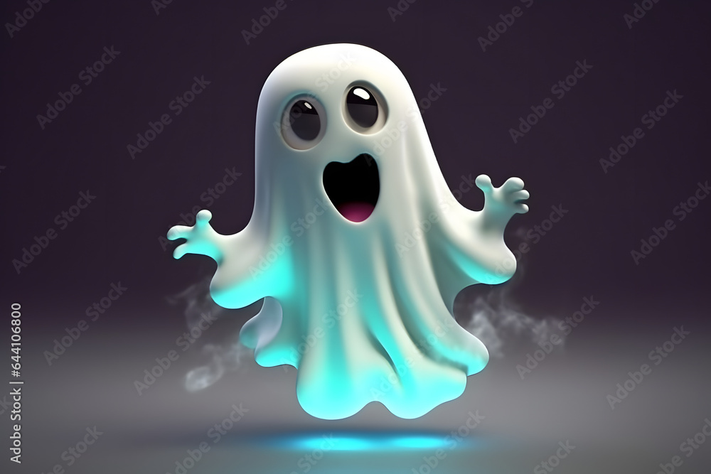 Sticker 3d cute ghost made with generative ai