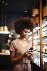 shot of a young business owner using a smartphone to send messages in her store