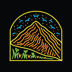 Fototapeta premium Monoline Mountain Vector Graphic Design illustration Emblem Symbol and Icon