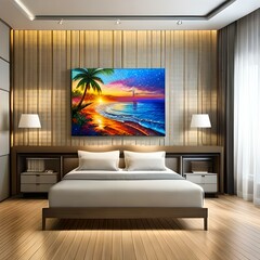  Modern Large Canvas Wall Art Decor , Beach Ocean Decoration For Bedroom Bathroom Living Room Home
