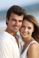 Obraz premium portrait of a happy young couple on the beach together