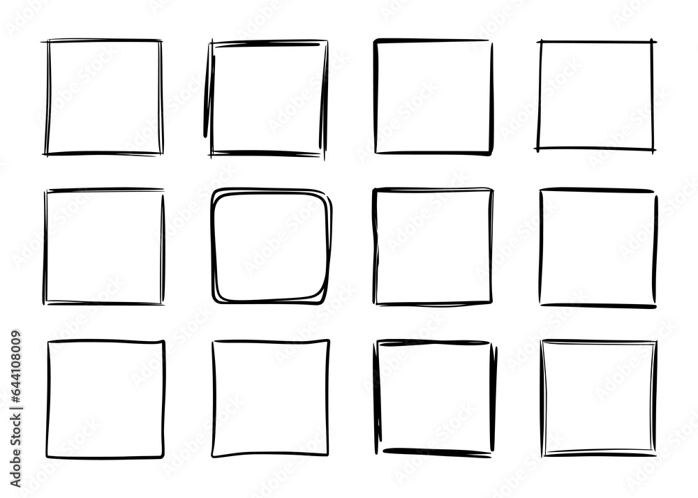 Poster hand drawn sketch frame vector. simple doodle rectangle pencil frame border shape. hand drawn doodle