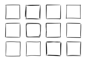 Hand drawn sketch frame vector. Simple doodle rectangle pencil frame border shape. Hand drawn doodle scribble border element for text quote template. Pencil brush stroke style. Vector illustration © Polina Tomtosova