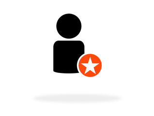 Person Icon mit Stern - Symbol Illustration mit Schatten