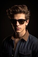 Obraz premium studio shot of a handsome young man wearing sunglasses