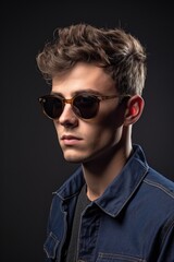Obraz premium studio shot of a handsome young man wearing sunglasses