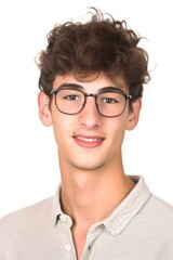 Obraz premium a young man wearing a pair of glasses isolated on white