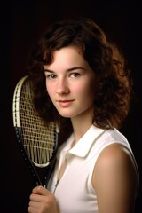 Fototapeta na wymiar portrait of a young woman holding her tennis racket