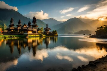 sunset over the lake