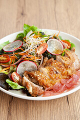 Grilled chicken salad with Japanese sesame dressing