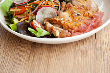 Grilled chicken salad with Japanese sesame dressing