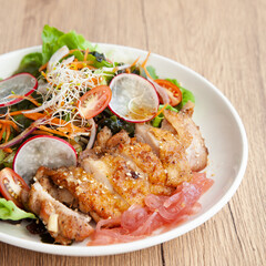Grilled chicken salad with Japanese sesame dressing