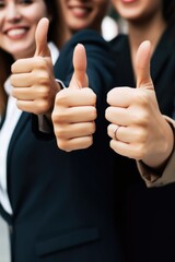 closeup shot of a group of unrecognizable businesswomen showing thumbs up