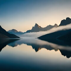 Fototapeta na wymiar Amazing nature scenery, mountains under morning mist.AI generated
