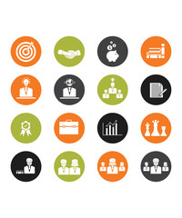 16 Colorful Business Icons And Work Vector Silhouettes