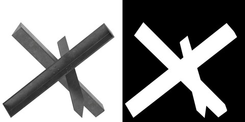 3D rendering illustration of a Czech hedgehog anti-tank obstacle © Francesco Milanese