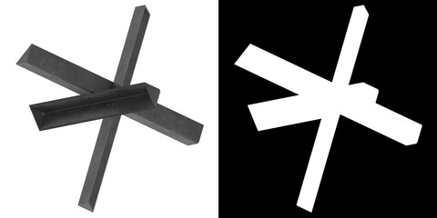 3D rendering illustration of a Czech hedgehog anti-tank obstacle © Francesco Milanese