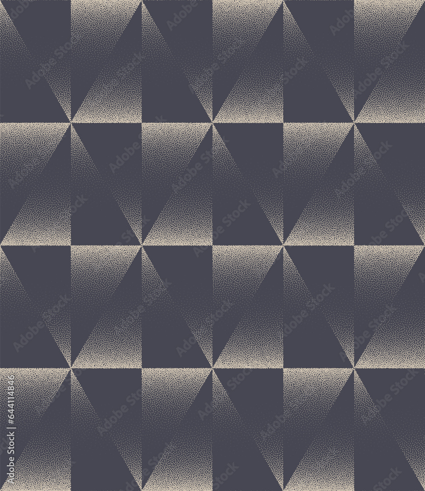 Poster triangles checkered motley seamless pattern vector dotwork cool abstract background. retro styled gr