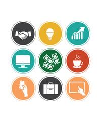 9 Different Business And Work Icon Silhouettes