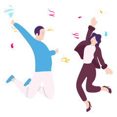 Having fun and entertainment concept, Young smiling couple  dancing together with music vector icon design, Life satisfaction symbol, positive and pleasant emotion scene sign, Subjective well-being