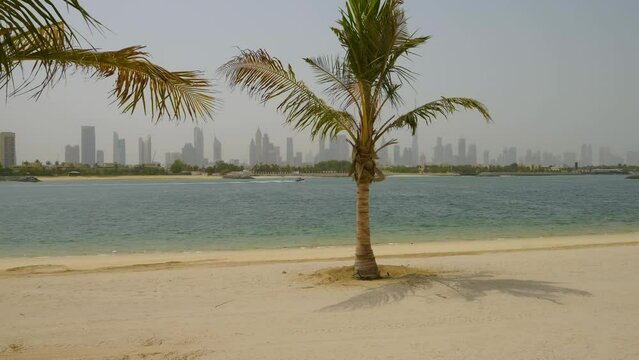 Scenic View of Dubai Skyline from Beach