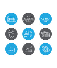 9 Simple Business Vectors And Productivity Icons With Rounded Borders