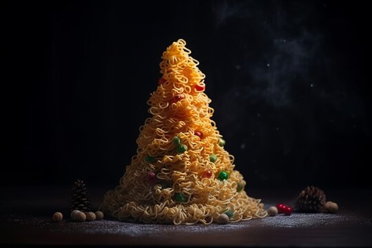 Naklejki christmass tree made of ramen noodlies