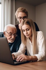 shot of a young woman helping her grandparents with their online banking