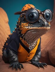 Stylish Anthropomorphic Gila Monster - The Epitome of Intellectual Fashion