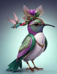 Intellectual Elegance - The Anthropomorphic Hummingbird's Fashion Odyssey