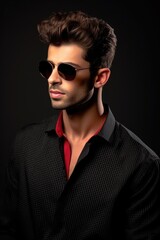 Fototapeta premium shot of a handsome young man wearing stylish sunglasses while standing in the studio