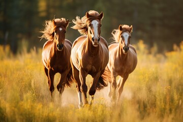 Obraz premium horses in the field