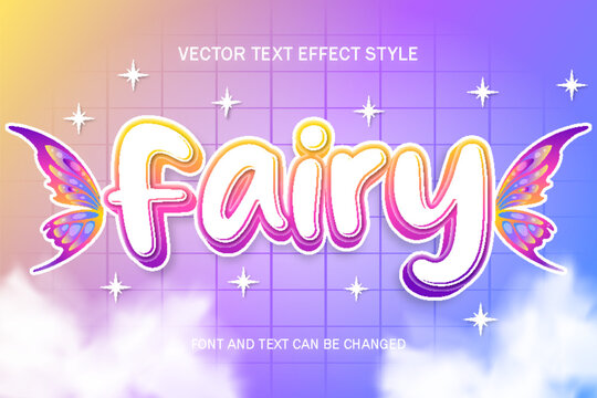 fairy fantasy pixy mythical font typography editable text effect lettering template cute kawaii style design