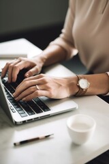 cropped shot of an unrecognizable woman using a laptop at home