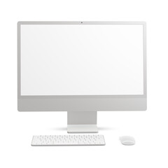 a white desktop computer mockup isolated on a white background