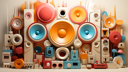 3d background music audio system with speakers.