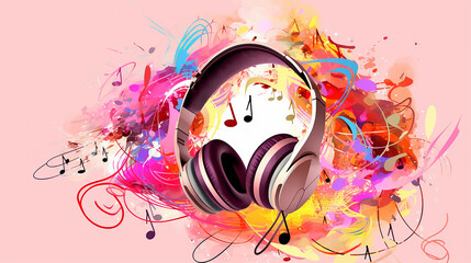 large headphones music abstract background audio.