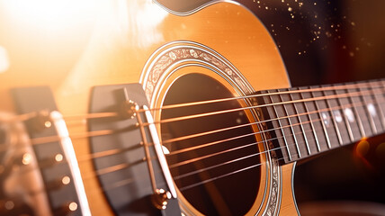 acoustic guitar abstract background music. - obrazy, fototapety, plakaty