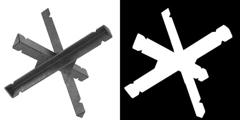 3D rendering illustration of a Czech hedgehog barricade anti-tank obstacle © Francesco Milanese